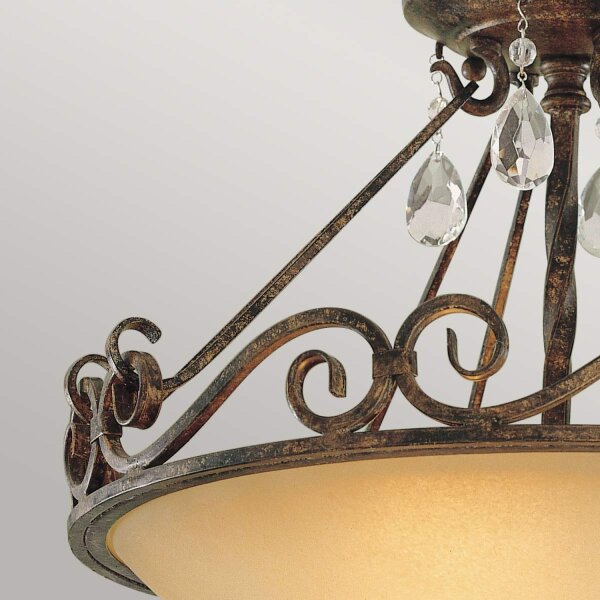 Deckenleuchte Glas Metall Kristall Ø 39,2 cm rund 2x E27