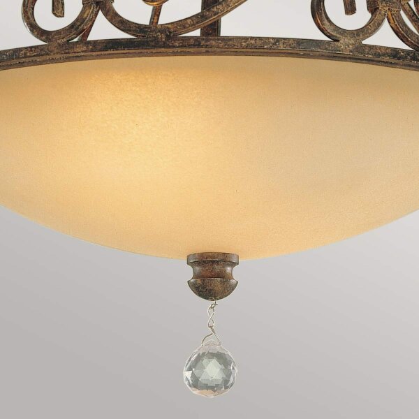 Deckenleuchte Glas Metall Kristall Ø 39,2 cm rund 2x E27