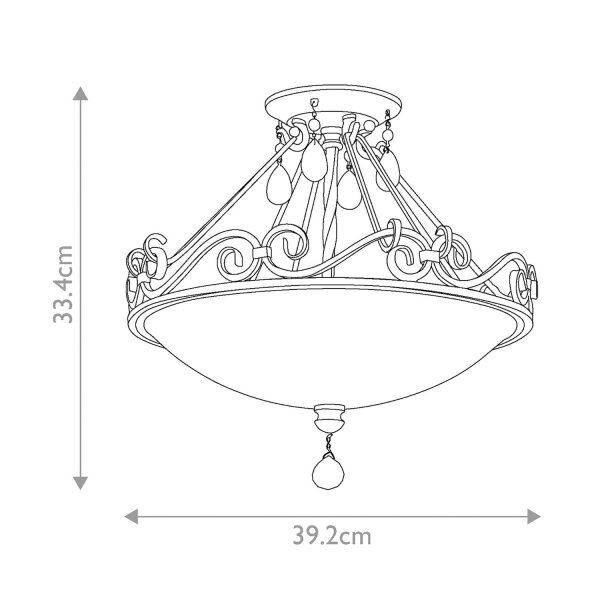 Deckenleuchte Glas Metall Kristall Ø 39,2 cm rund 2x E27