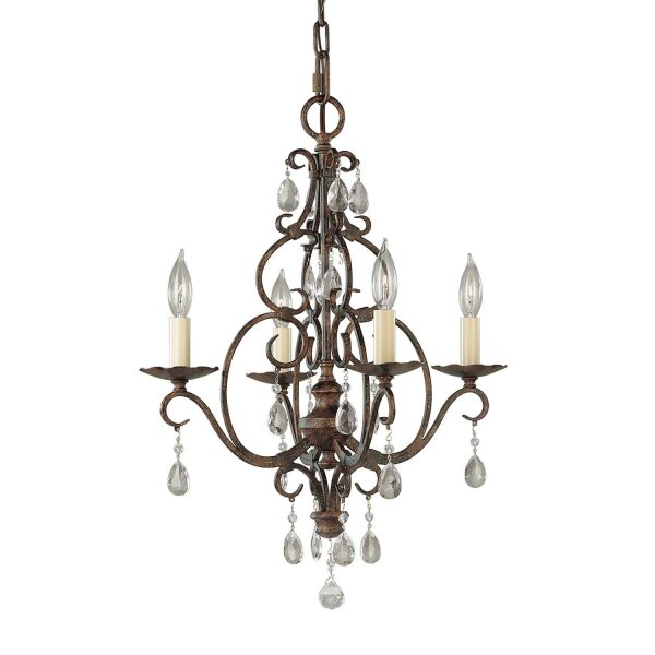 Kronleuchter Kristall Metall B: 42,2 cm in Bronze Antik