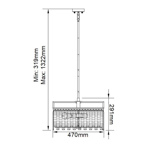 Hängeleuchte Kristall 4x E27 47 cm breit höhenverstellbar