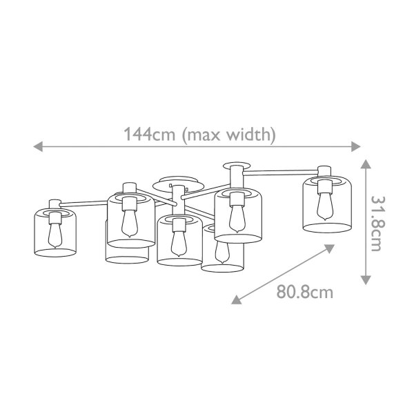 Deckenleuchte verstellbar B: 80-144 cm groß Metall glas