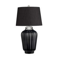 Tischleuchte Schwarz Silber 56,2 cm hoch E27 Keramik Stoff