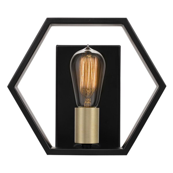 Wandlampe Metall B: 25,4 cm in Schwarz Gold Modern