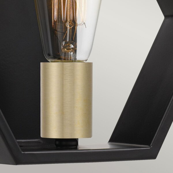 Wandlampe Metall B: 25,4 cm in Schwarz Gold Modern