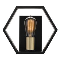 Wandlampe Metall B: 25,4 cm in Schwarz Gold Modern