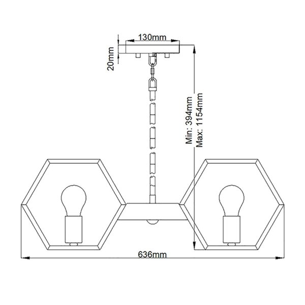 Hängeleuchte Esstisch Metall 63,6 cm breit H: max. 115,4 cm