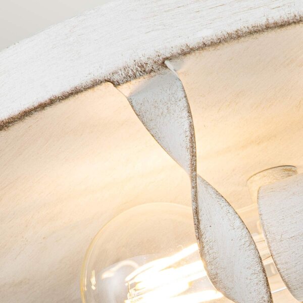 Deckenlampe Landhausstil D: 33 cm rund Shabby Weiß Antik
