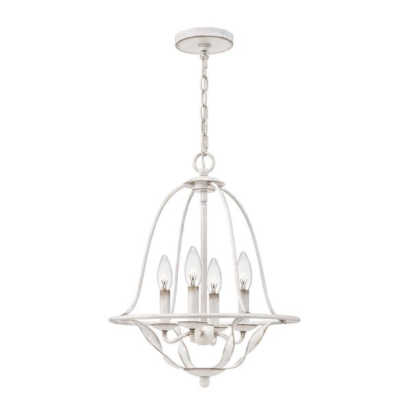 Kronleuchter Shabby Chic Weiß Metall H: max. 307,5 cm 4x E14