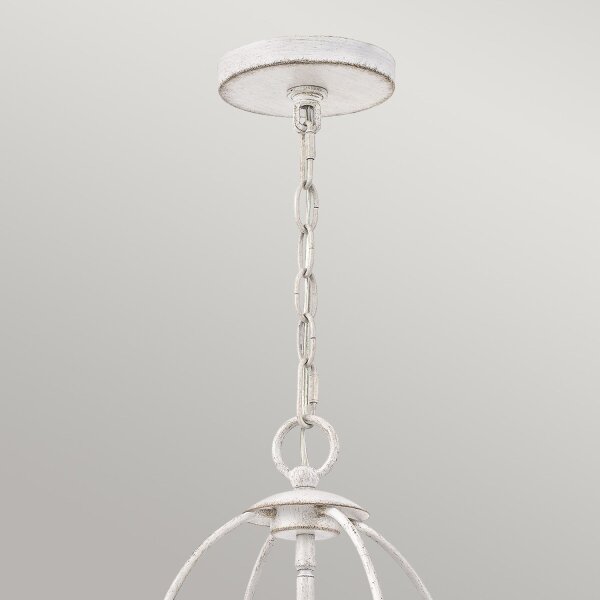 Kronleuchter Shabby Chic Weiß Metall H: max. 307,5 cm 4x E14