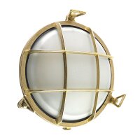 Kellerleuchte Glas Echt-Messing E27 IP64 &Oslash; 24 cm rund