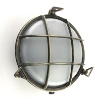 Wandlampe au&szlig;en Messing massiv Glas D: 24 cm rund IP64