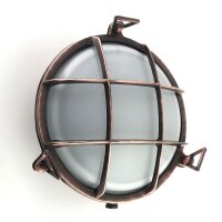 Outdoor Wandlampe Echt-Messing Glas E27 IP64 &Oslash; 24 cm rund