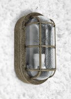 Maritime Lampe Wand au&szlig;en Feuchtraum Messing Glas E27 IP64