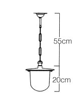 Außenlampe hängend Messing Glas H: max. 75 cm...