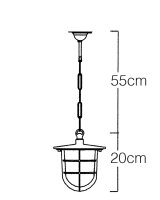 Pendelleuchte außen Messing Riffelglas H: max. 75...