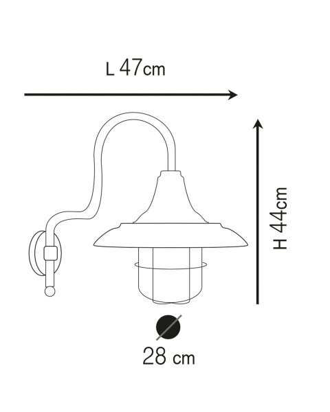 Außenleuchte Wand Echt-Messing Glas H: 44 cm IP44 E27
