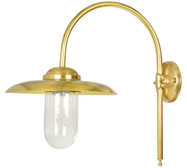 Wandlampe außen Messing Glas E27 IP44 H: 45 cm Maritim