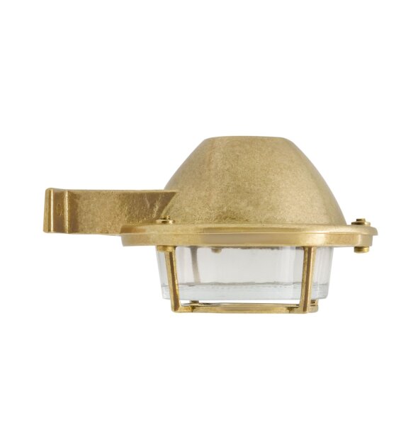 Außenwandlampe Messing massiv Glas 14 cm breit IP64 G9