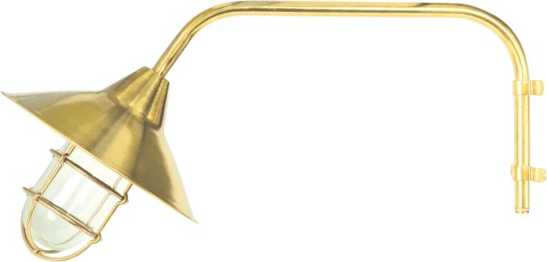 Außenlampe Wand Messing massiv Glas 26 cm breit IP44