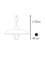Außenlampe Messing Glas D: 46 cm IP44 in E27 rund...