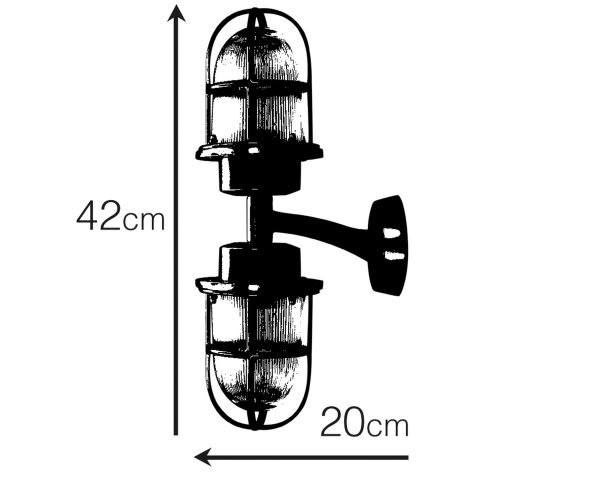 Außenwandleuchte Echt-Messing Glas E27 IP64 H: 42 cm
