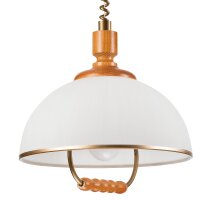 Runde Pendelleuchte Glas Holz E27 Ø30 cm in Kiefer...