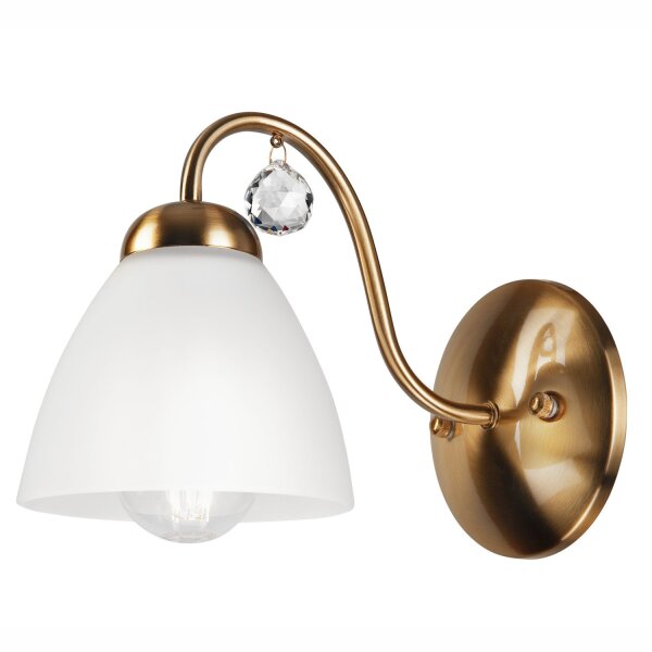 Blendarme Wandlampe Metall Glas Antik Weiß E27 wohnlich