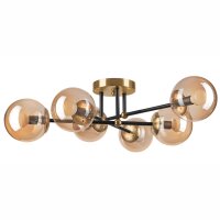 Blendarme Deckenlampe in Gold Glas Metall 6-flammig E14