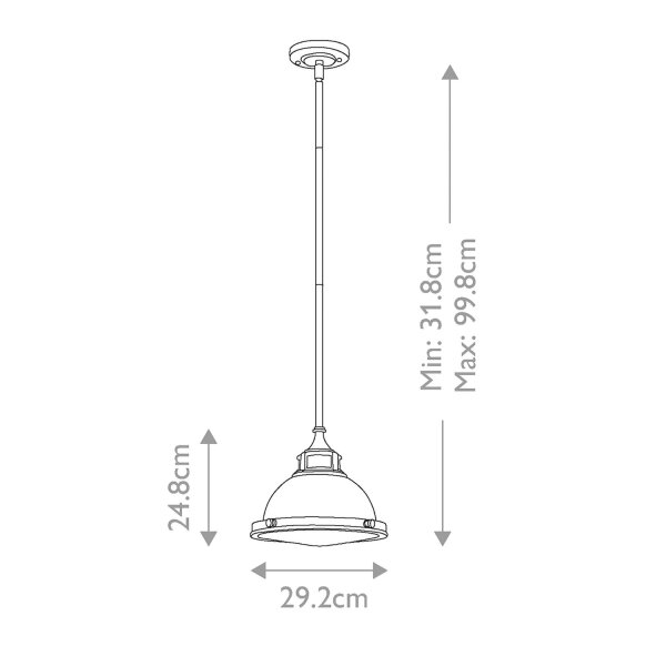 Hängeleuchte Metall E27 D: 29,2 cm rund H: max. 99,8 cm