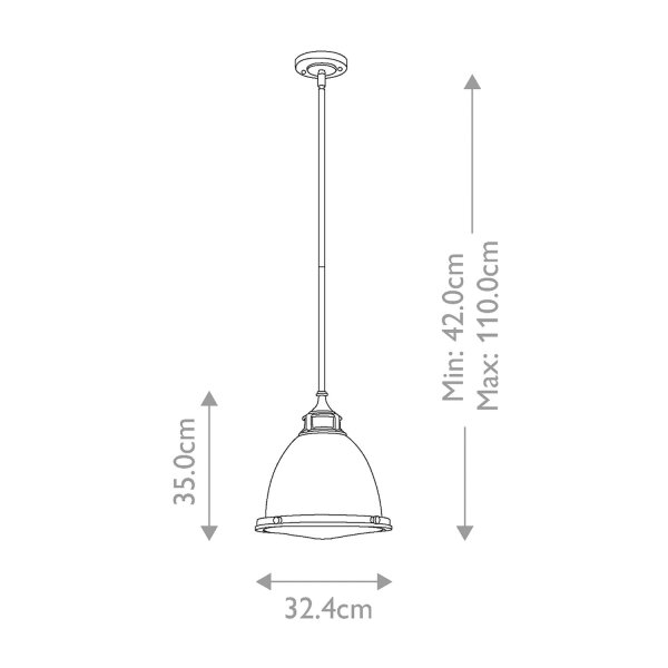 Hängelampe Glasschirm D: 32,4 cm rund H: max. 110 cm