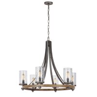 Kronleuchter Rustikal Glas Metall E27 D: 77,2 cm rund