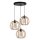 Schwarze Pendelleuchte Holz Metall 3-flmg E27 L:40 cm