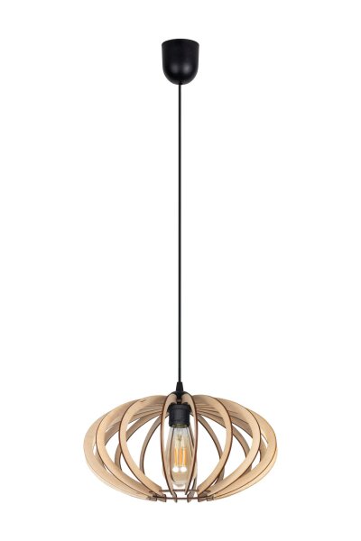 Dekorative Hängeleuchte Holz E27 Ø35 cm in Schwarz