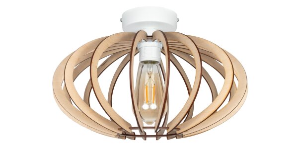 Dekorative Deckenlampe Holz E27 rund Ø35 cm in Weiß