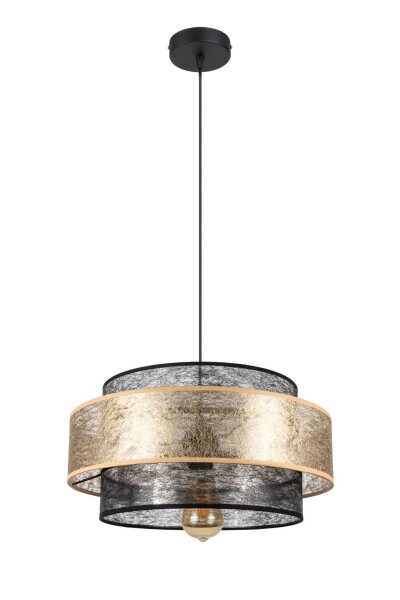 Blendarme Pendelleuchte Stoffschirm Schwarz Gold Ø40 cm
