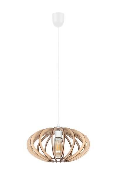 Dekorative Hängelampe Holz E27 Ø35 cm rund in Weiß