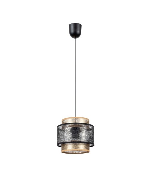 Blendarme Hängelampe Stoff Metall Schwarz Gold Ø20 cm
