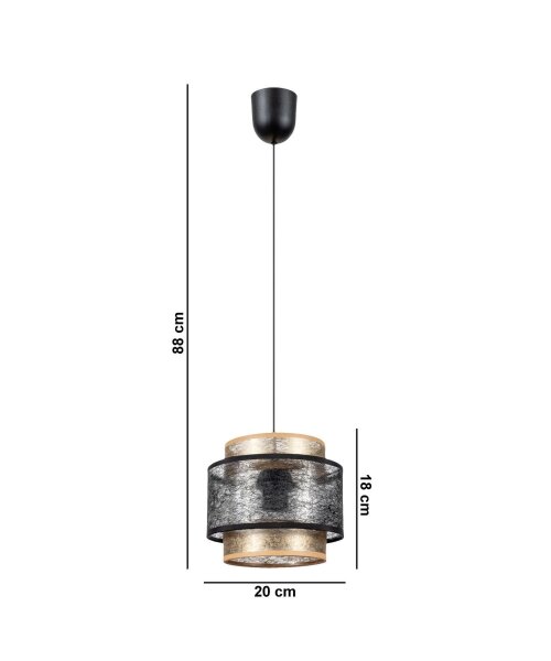 Blendarme Hängelampe Stoff Metall Schwarz Gold Ø20 cm