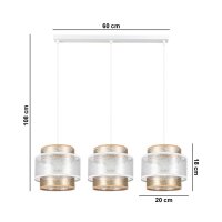 Längliche Pendelleuchte Stoff Metall E27 3-flmg 75 cm