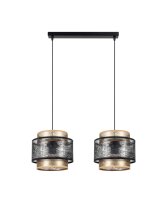 Pendelleuchte Schwarz Gold 2-flammig E27 Stoff blendarm