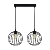 Pendelleuchte E27 Schwarz Metall 2-flammig L:60 cm