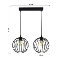 Pendelleuchte E27 Schwarz Metall 2-flammig L:60 cm