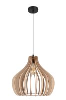 Hängelampe Holz Metall Schwarz E27 Ø40 cm...