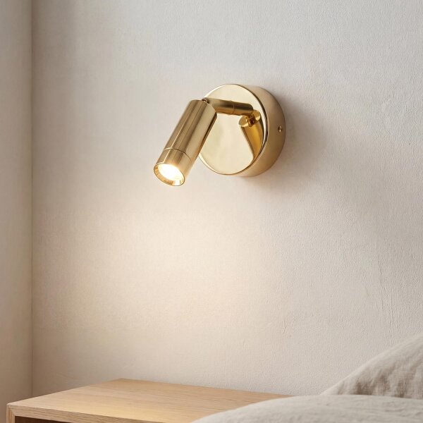 LED Wandstrahler mit Schalter Metall verstellbar Gold