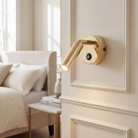 LED Wandstrahler mit Schalter Metall verstellbar Gold