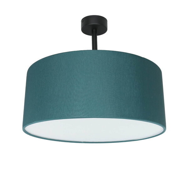 Runde Deckenlampe Stoffschirm in Petrol E27 Ø40 cm