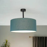 Runde Deckenlampe Stoffschirm in Petrol E27 Ø40 cm