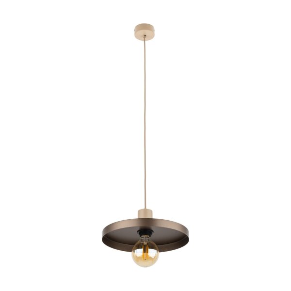 Pendelleuchte E27 Ø30 cm rund Sandgrau Braun Vintage
