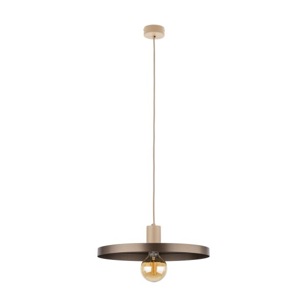 Hängelampe E27 Ø40 cm rund Sandgrau Braun Vintage